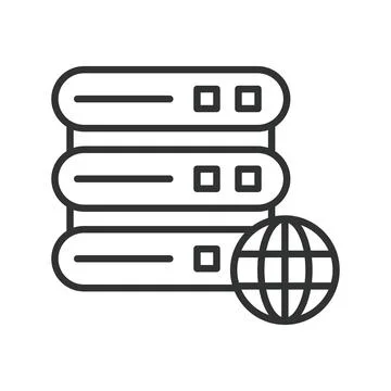 Server internet connection, icon in line design. Server, internet, connection Illustrazione stock