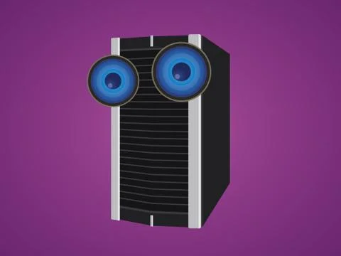 Server isolated cartoon with two big eyes Illustrazione stock