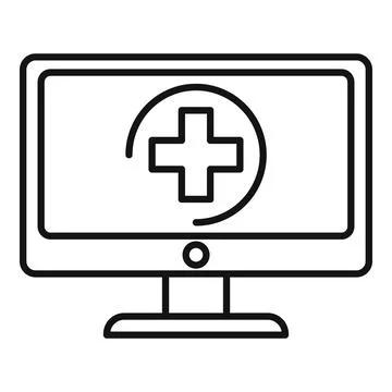 Server it admin help icon, outline style Stock Illustration