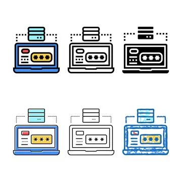 Server laptop password entry color icon multistyle vector Stock Illustration