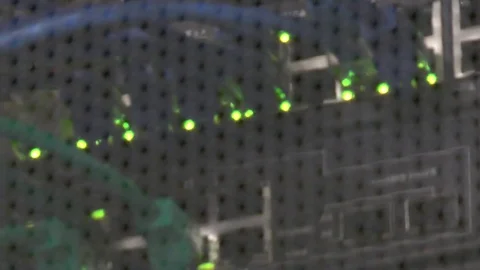 Server lights blinking to rack out of focus 스톡 동영상 84287731