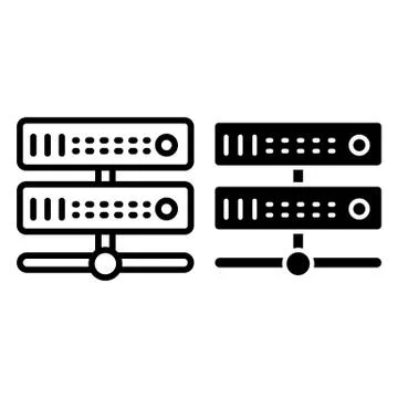 Server line and glyph icon. Hardware vector illustration isolated on white. Data Illustrazione stock