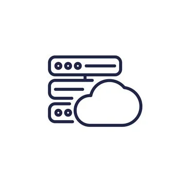 Server line icon with a cloud Stock Illustration