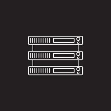 Server line icon, network storage outline vector Stock Illustration