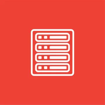 Server Line Icon On Red Background. Red Flat Style Vector Illustration Stock Illustration