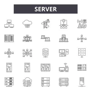 Server line icons, signs, vector set, linear concept, outline illustration Illustrazione stock