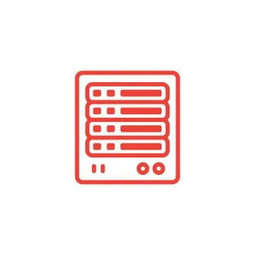 Server Line Red Icon On White Background. Red Flat Style Vector Illustration. Ilustración de archivo