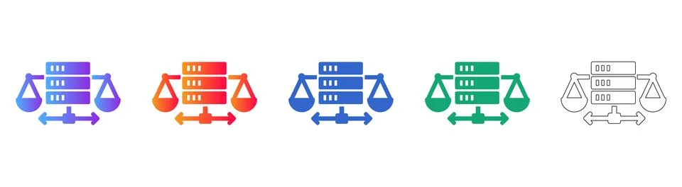 Server Load Balancing Technology Icons Illustrazione stock