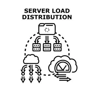 Server load distribution balancing data service architecture Stock Illustration