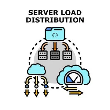 Server load distribution balancing data service architecture Stock Illustration