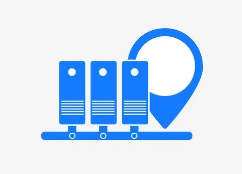 Server Location and CDN Technology Icon for DDoS Protection. Fast, Secure Illustrazione stock