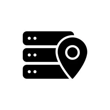 Server Location and Data Center Pin Icon Stock Illustration