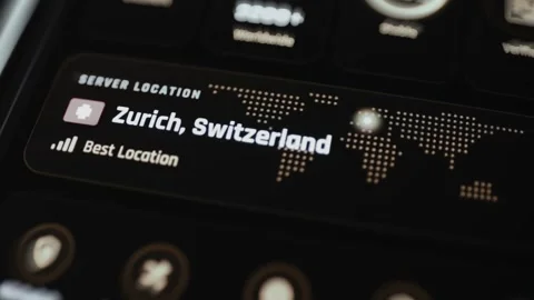 Server location card identifying Zurich Switzerland as the best available Stock Footage 342490488