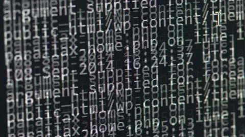 Server log 2014 activity scrolling on monitor.  Stock Footage 171090460