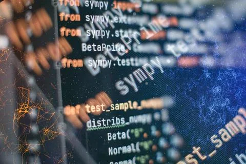 Server logs analysis. Closeup developing programming and coding technologies. Stock Photos