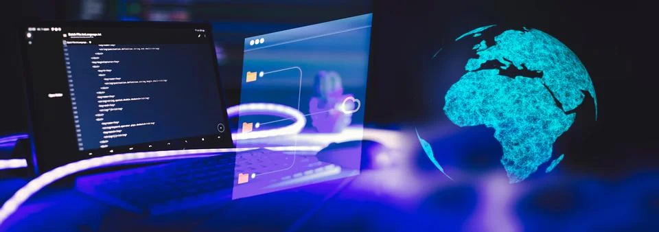 Server logs analysis. Closeup developing programming and coding technologies. Stock Photos