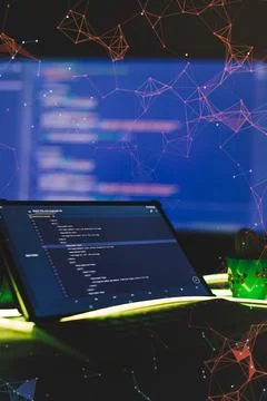 Server logs analysis. Closeup developing programming and coding technologies. Stock Photos