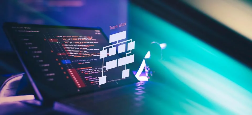 Server logs analysis. Closeup developing programming and coding technologies. Stock Photos