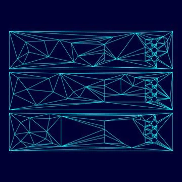 Server low poly triangulation triangulated polygonal electric cyan blue vibra 스톡 일러스트