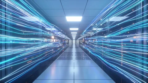 Server Mainframe Neon CPU Stock Footage 161681363