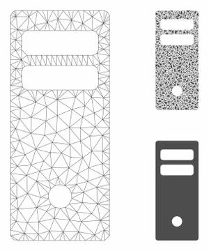 Server Mainframe Vector Mesh Wire Frame Model and Triangle Mosaic Icon Illustrazione stock