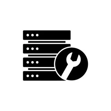 Server Maintenance and Configuration Glyph Icon Illustrazione stock