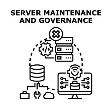 Server maintenance and governance concept with it administration Stock Illustration
