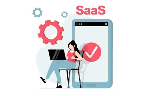Server maintenance concept with people scene in flat design. Technology depar Stock Illustration