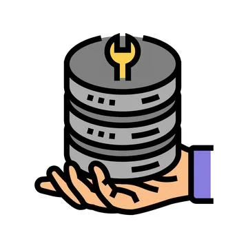 Server maintenance database color icon vector illustration 스톡 일러스트