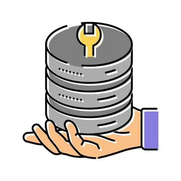 Server maintenance database color icon vector illustration Illustrazione stock