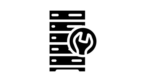 Server maintenance database glyph icon animation Stock Footage 326742617