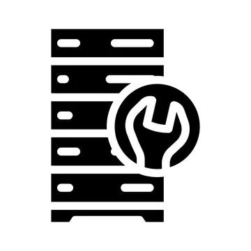 Server maintenance database glyph icon vector illustration Illustrazione stock