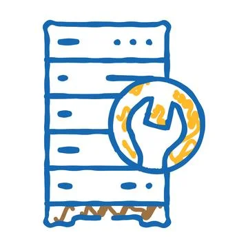 Server maintenance database icon doodle illustration Illustrazione stock