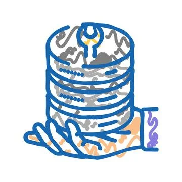 Server maintenance database icon doodle illustration Stock Illustration