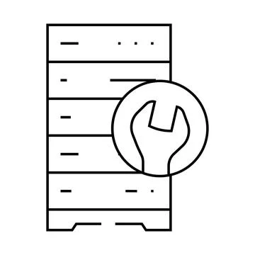 Server maintenance database line icon vector illustration Stock Illustration
