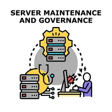 Server maintenance governance and data protection strategies Illustrazione stock