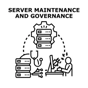 Server maintenance governance and data protection strategies Stockillustratie