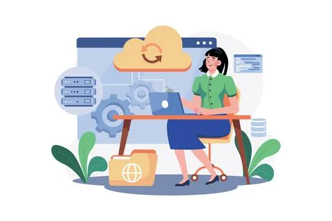 Server Maintenance Illustration concept on white background Stock Illustration