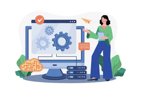 Server Maintenance Illustration concept on white background Stock Illustration