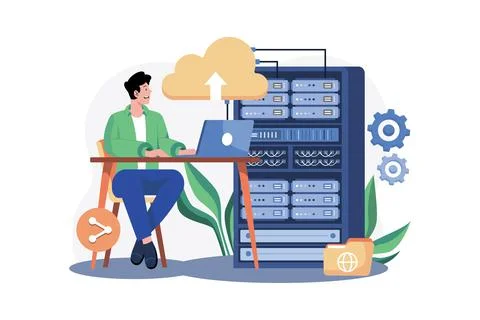 Server Maintenance Illustration concept on white background Stock Illustration