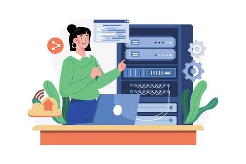 Server Maintenance Illustration concept on white background Stock Illustration