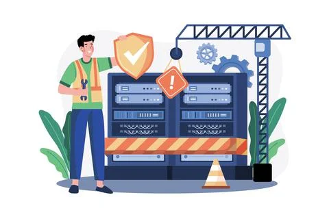 Server Maintenance Illustration concept on white background Stock Illustration