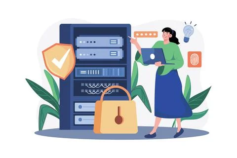 Server Maintenance Illustration concept on white background Stock Illustration