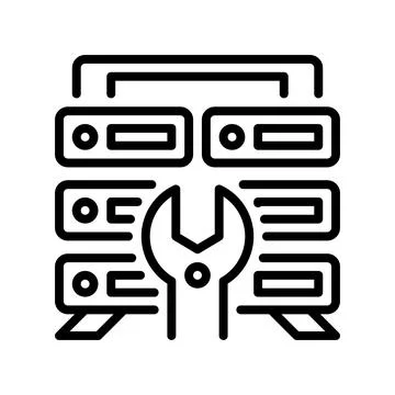 Server Maintenance Line Icon, Outline Symbol for Hardware Care, System Upda.. Stock Illustration