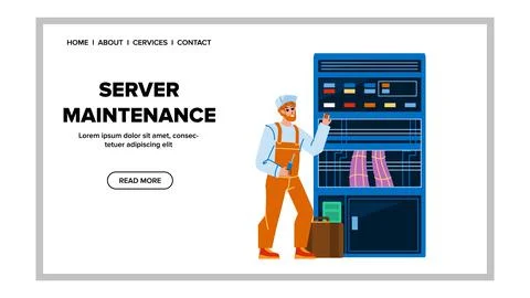 Server Maintenance Making Technician Worker Vector Stock Illustration