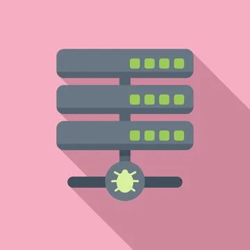 Server malware icon flat vector. Internet report Stock Illustration