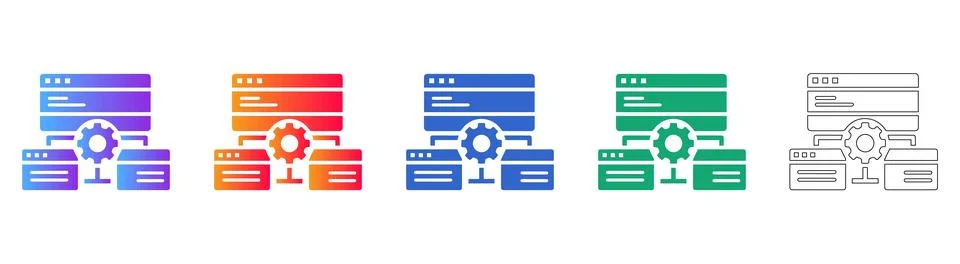Server Management and System Configuration Icons Stock Illustration