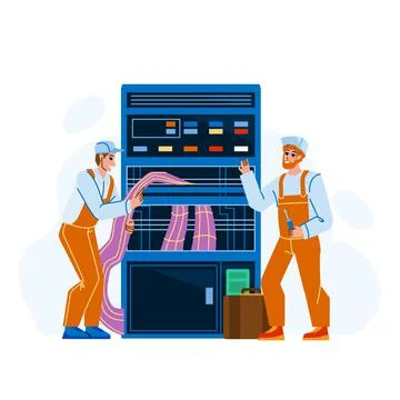 Server Management And Technician Support Vector Stock Illustration