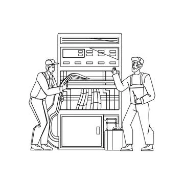 Server Management And Technician Support Vector Stock Illustration