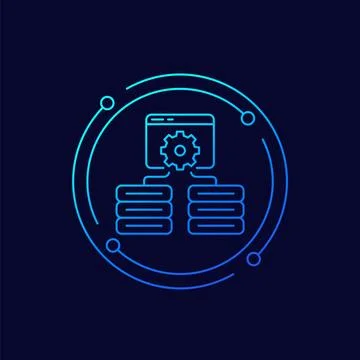 Server management icon, linear design Ilustração Stock